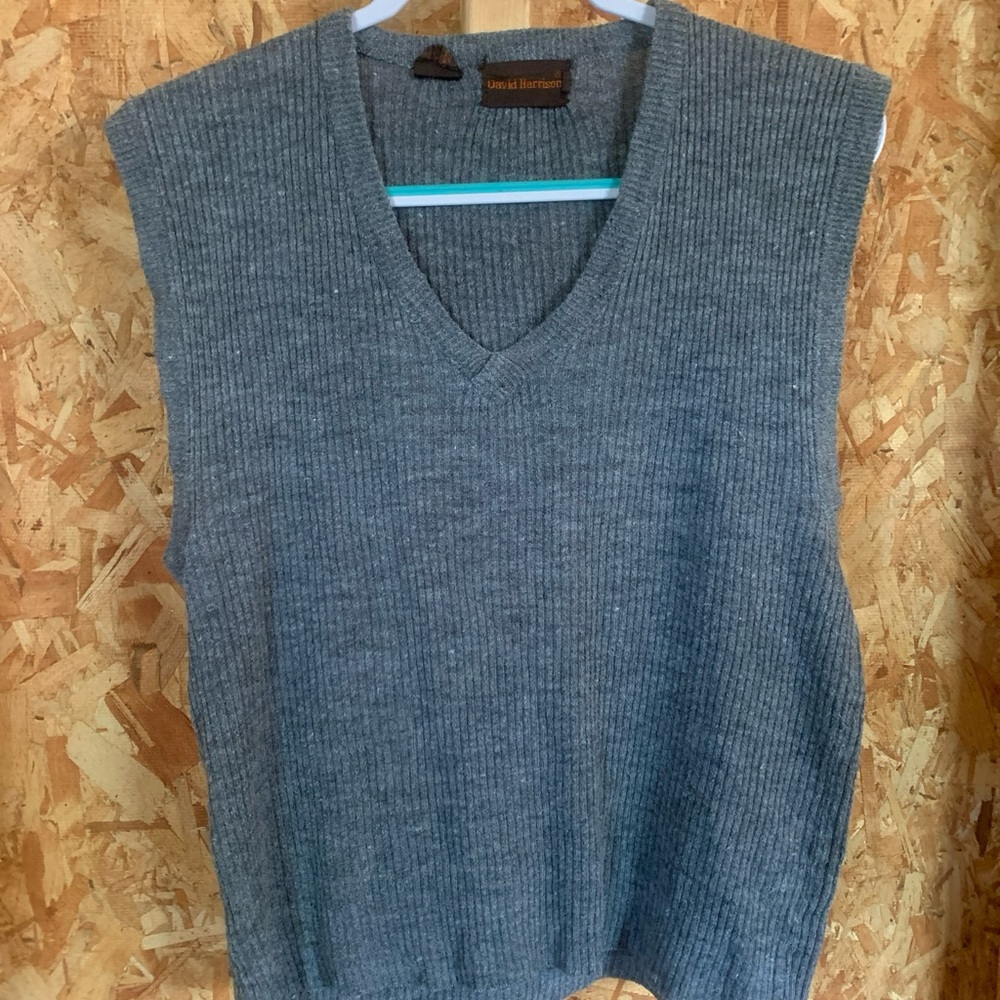 Classic Gray V-Neck Sweater Vest by David Harrison